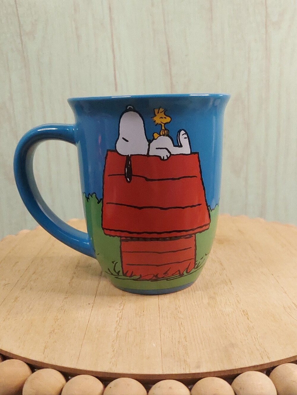 16 oz Snoopy & Woodstock Chillin’ blue ceramic mug